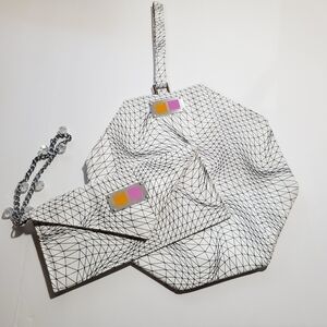 RARE Abbey Branch vinyl handbag set Karim Rashid '04 industrial crystal abstract